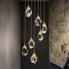 Diamond Crystal Chandelier Staircase LED Golden Large Living Room Hall Lighting