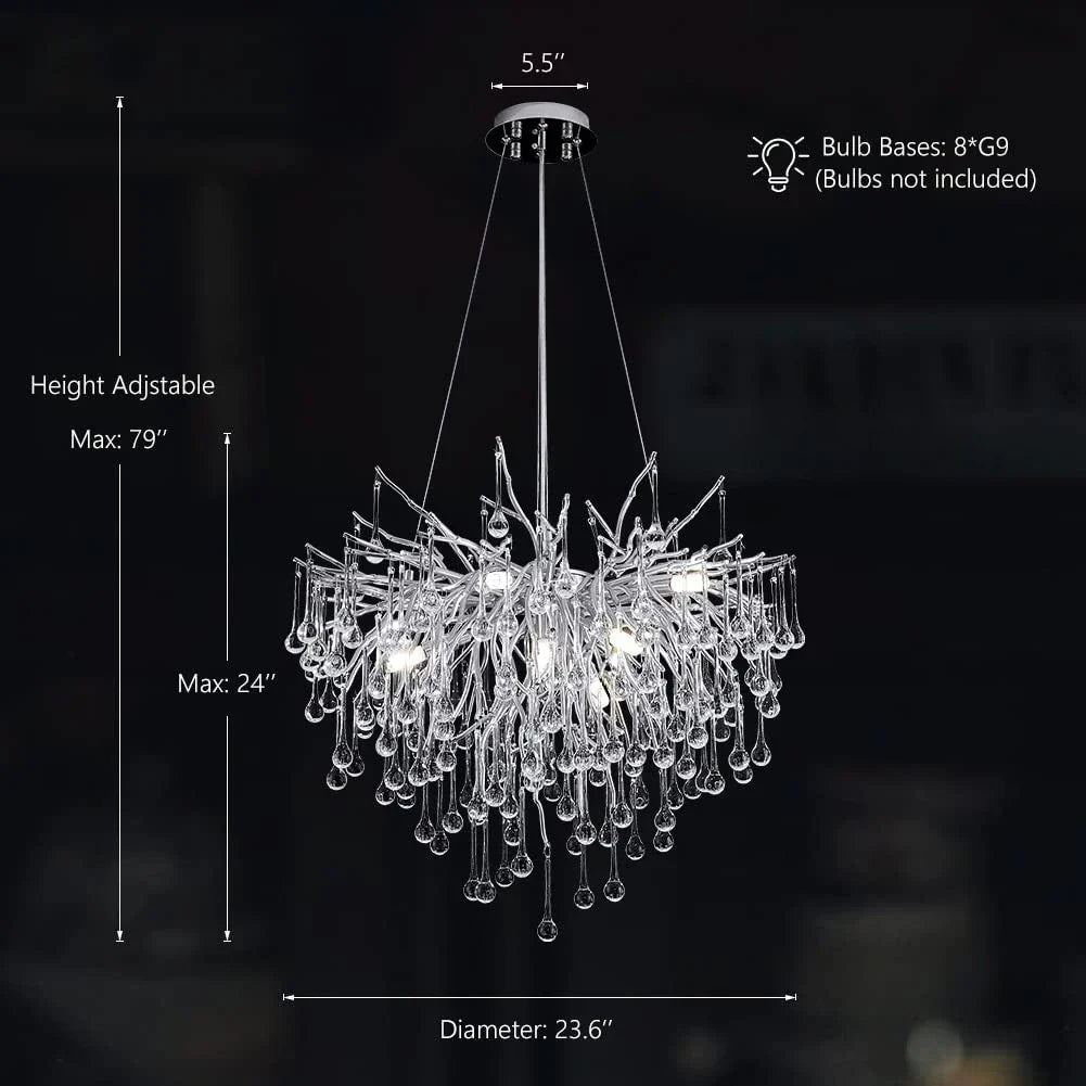 Luxury Crystal LED Chandelier Silver Gold G9 - Perfect for Indoor Hall Living Room Dining Room