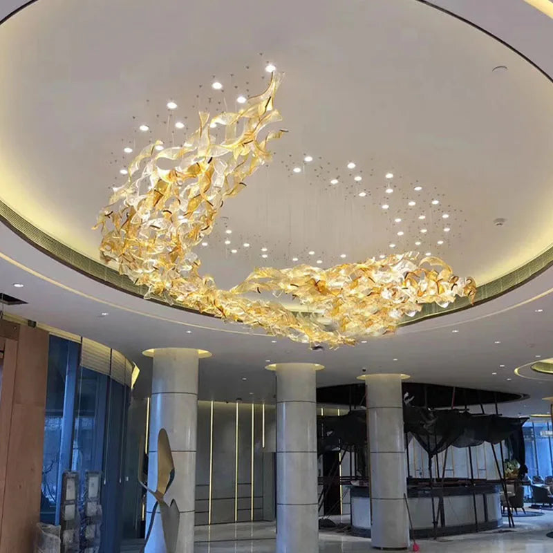 Luxury Glass Stair Chandelier for Villa & Hotel Lobby
