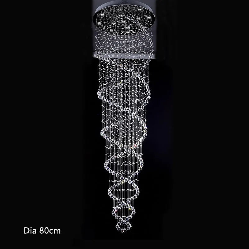 Crystal LED Chandelier for Staircase Stair Luxury Hotel Pendant Lights