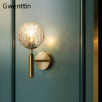 Modern Gold Glass Ball Wall Lamp Sconce for Dining Bathroom Bedroom Lighting