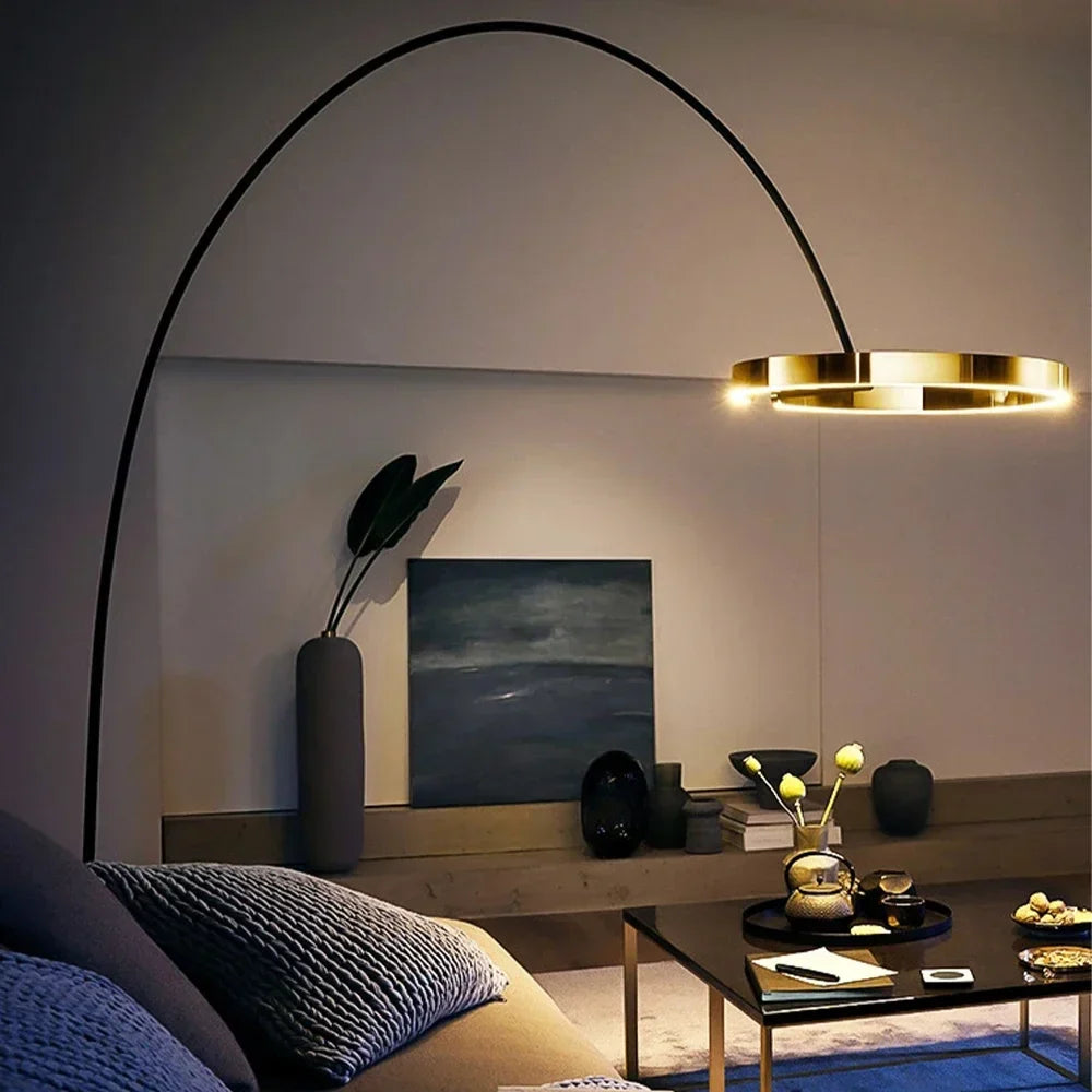 Nordic Ring LED Floor Lamp - Modern Loft Standing Light for Home Decor