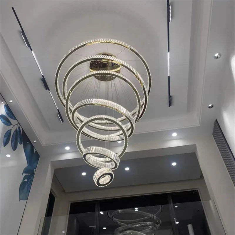 Crystal Chandelier: LED Dimmable Pendant Light for Stairs, LED Luminaria Fixture