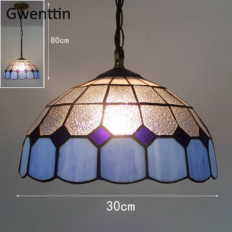Diamond Square Stained Glass Pendant Light for Home Decor and Lighting
