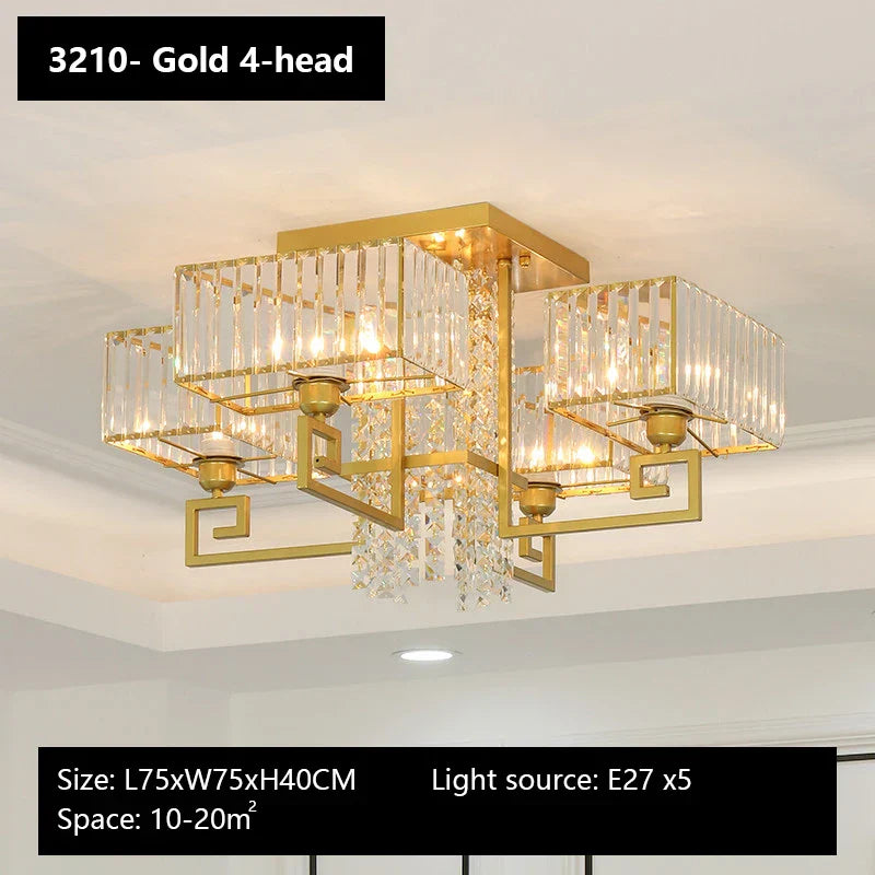 Crystal Rectangular Ceiling Light for Living Room, Bedroom, and Dining Room