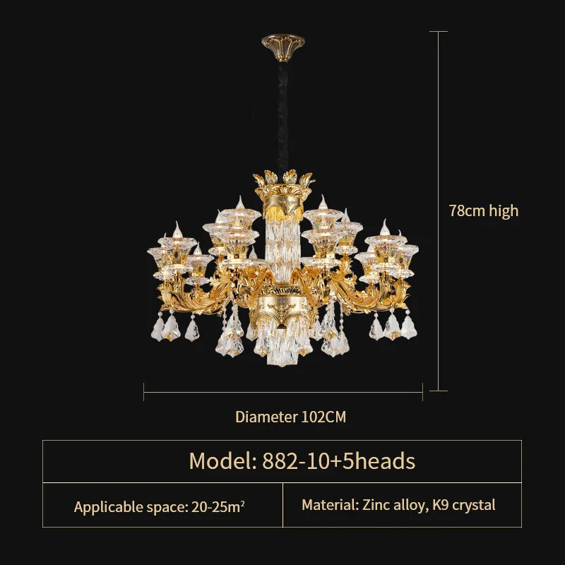 Jade Crystal Chandelier - Elegant European Style Living Room Lighting