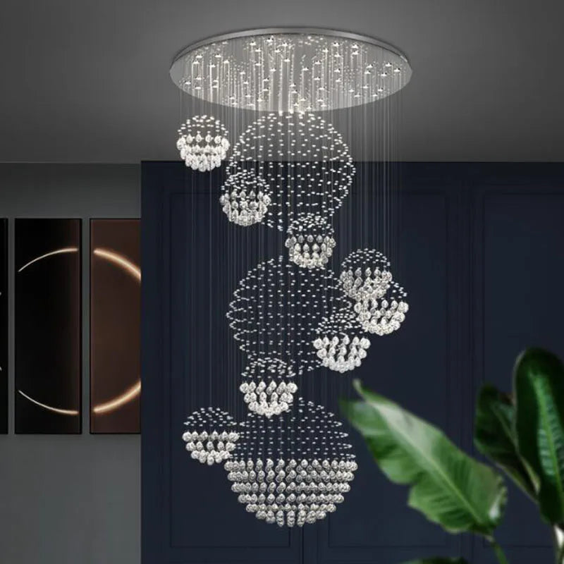 Crystal LED Chandelier for Large Villa Ceiling Lights & Elegant Home Decor