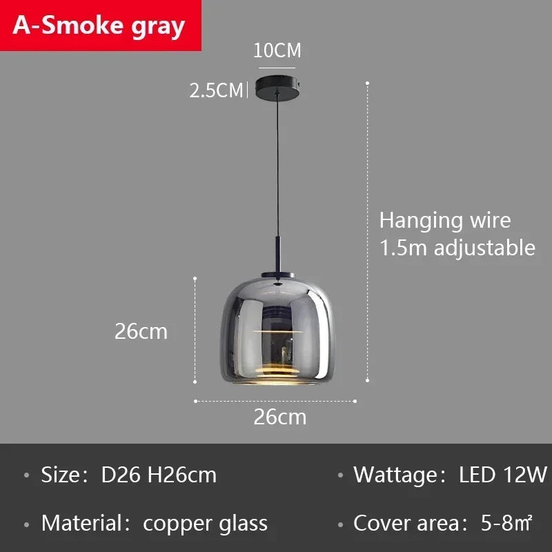 Nordic Glass LED Pendant Lights Copper Chandeliers for Home Decor