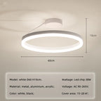 Nordic Minimalism LED Ceiling Chandelier in White/Black Aluminum