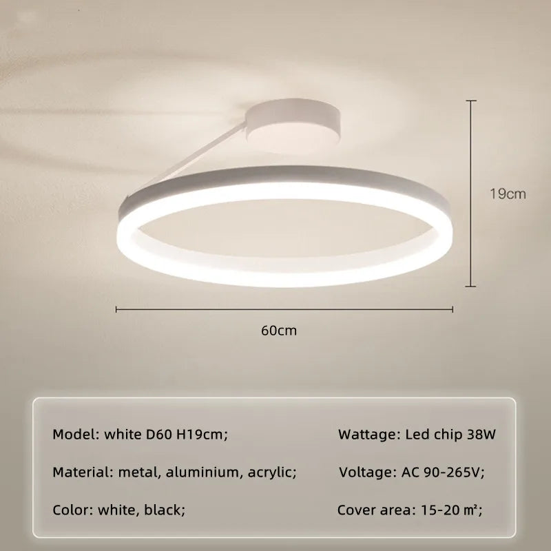 Nordic Minimalism LED Ceiling Chandelier in White/Black Aluminum