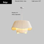 White Beige Fabric Chandeliers for Home Decor - Nordic Lighting Fixture