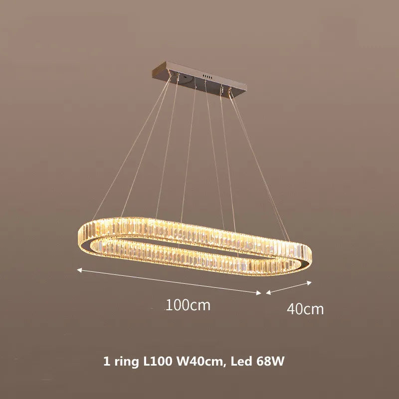 Luxury Oval Crystal Chandelier Pendant Light Suspend Lamp