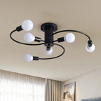 Retro Iron Fan Ceiling Chandelier with 8 Sockets for Home Decor
