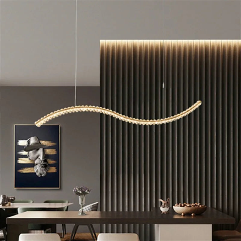 Crystal LED Pendant: Modern Minimalist Chandelier for Home Dining Living Room Decor