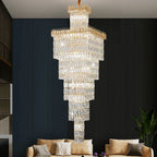 Crystal Luxe Living Room Chandelier - Modern & Elegant Hall Staircase Lighting