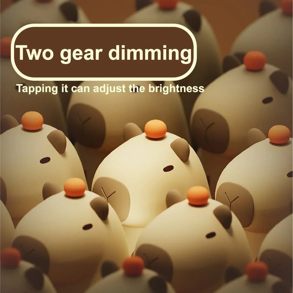 Capybara Silicone Night Light | Rechargeable, Adjustable Brightness, Timer, Cute Animal Design