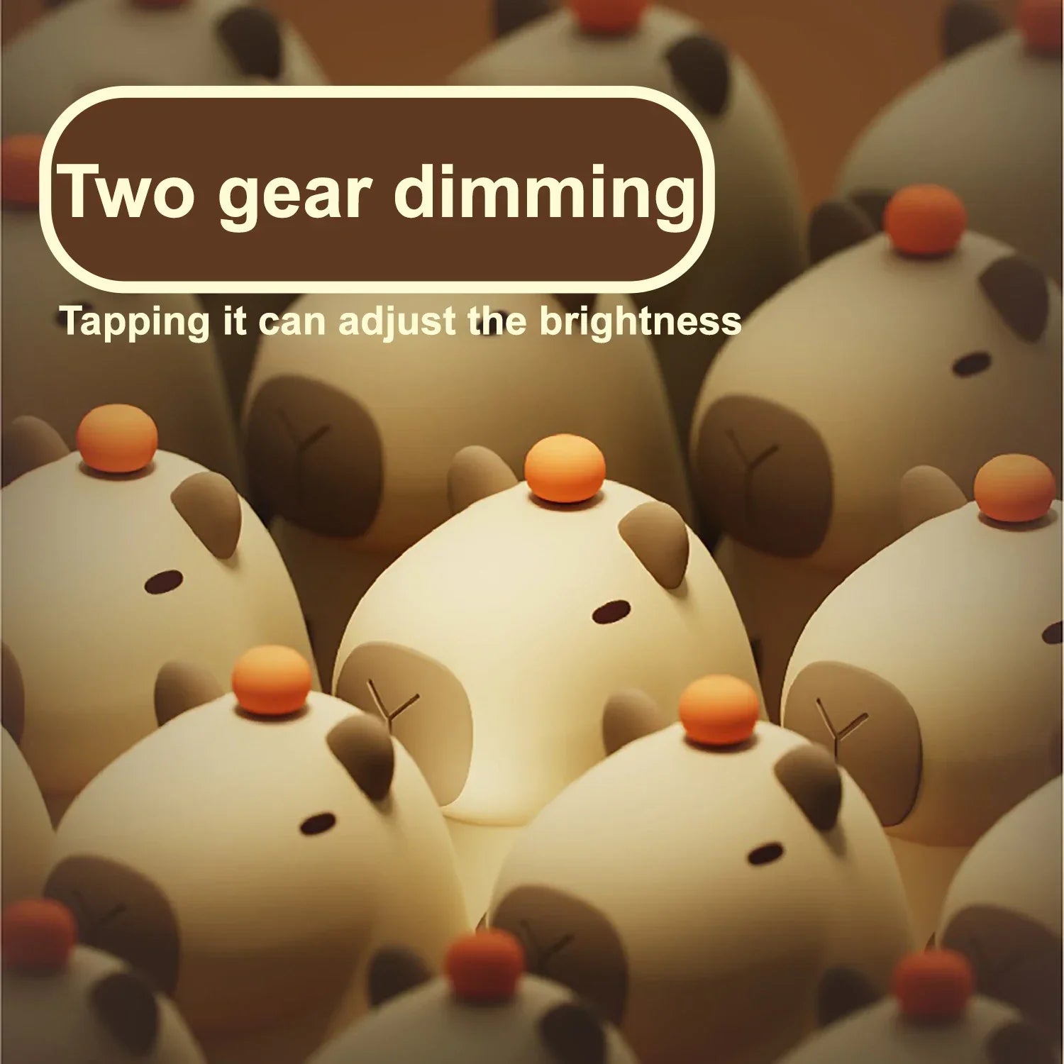 Capybara Silicone Night Light | Rechargeable, Adjustable Brightness, Timer, Cute Animal Design