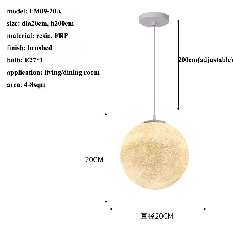 Cream Moon LED Pendant Chandelier: Modern Living Room Kitchen Bedroom Lighting