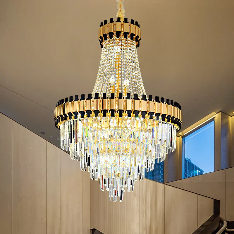 Crystal Chandelier for Duplex Villa Living Room with Intelligent Dimming