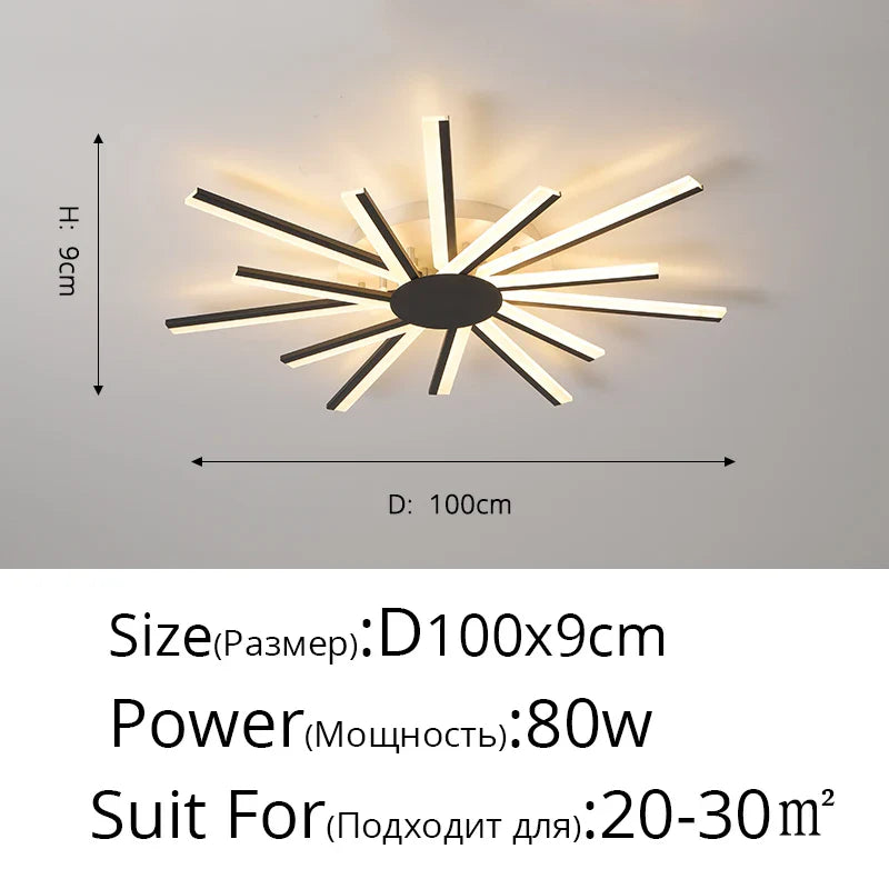 Flower Acrylic Chandelier, Indoor Living Room Bedroom Lamp, Gold Black White Glass