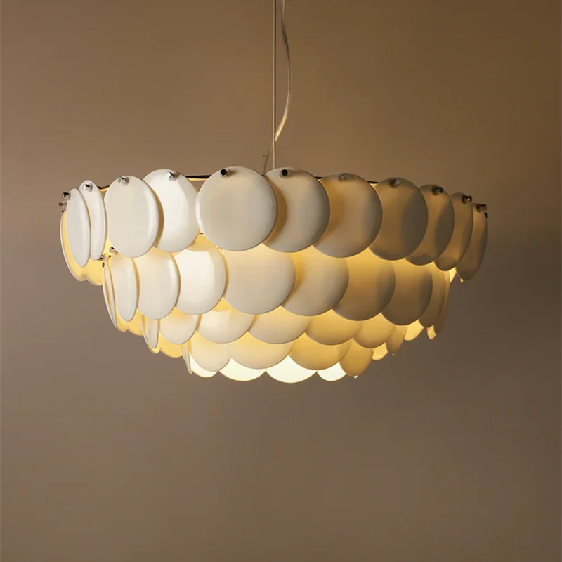 White Ceramic Chandelier: Danish Design Hanging Lamp for Home Decor & Dining