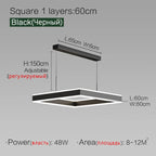 Square Chandelier LED Lamp - Nordic Modern Minimalist Light Luxury Fixture