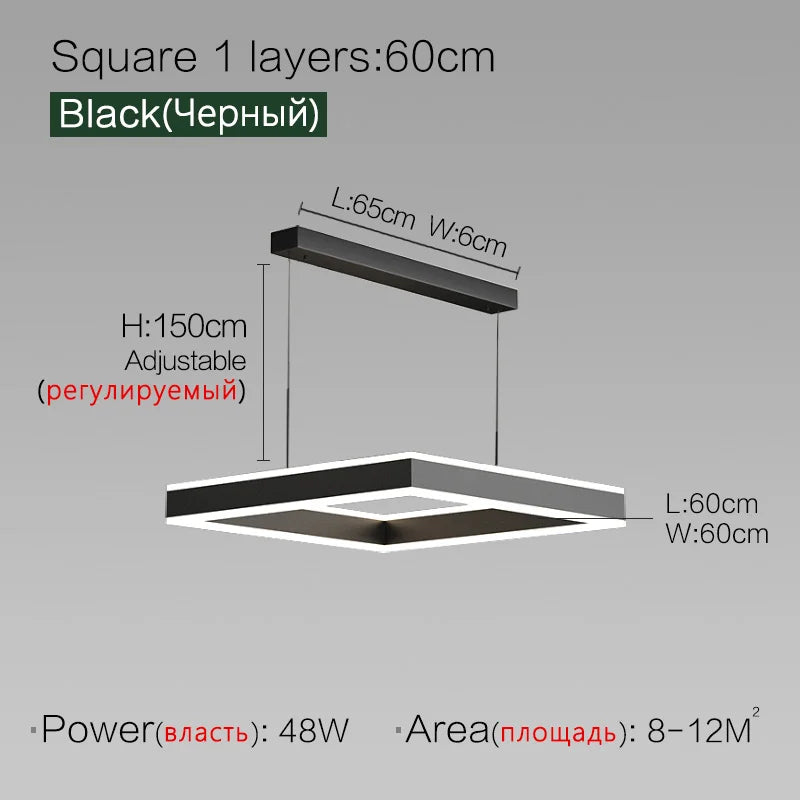 Modern Square LED Chandelier - New 2022 Minimalist Luxury Lighting