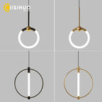 LED Circle Pendant Lights in Gold/Black for Home Decor Lighting