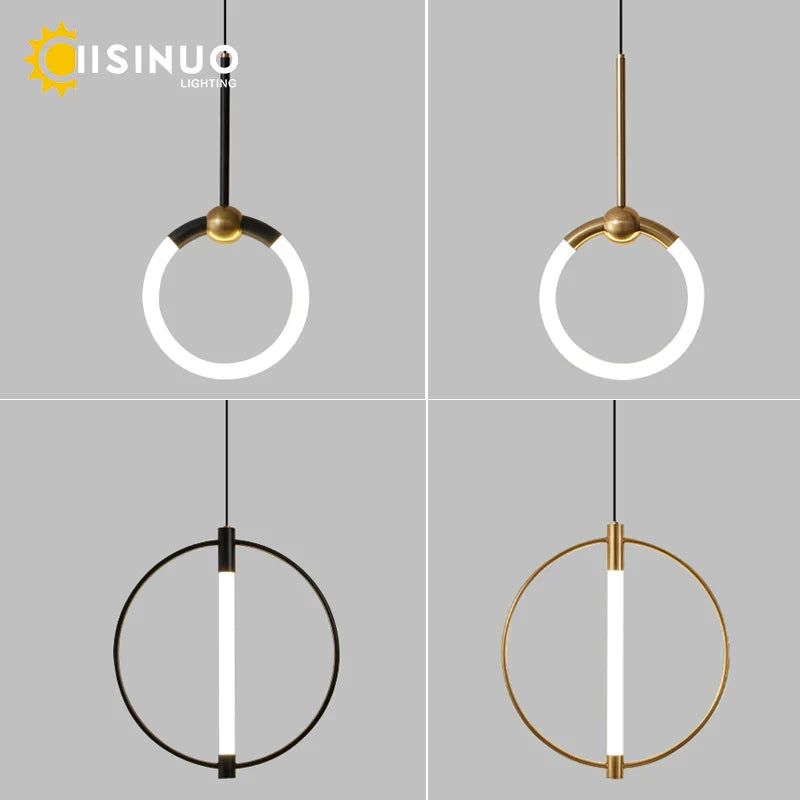 LED Circle Pendant Lights in Gold/Black for Home Decor Lighting
