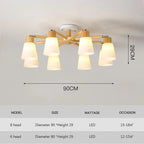 Nordic Wood Chandelier - Modern Living Room Ceiling Lamp with LED Bulb