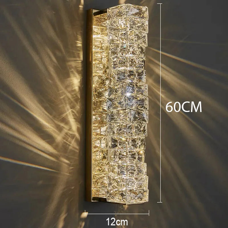 Gold Chrome Crystal Wall Sconce LED Lamp for Living Room Bedroom TV Background Lighting