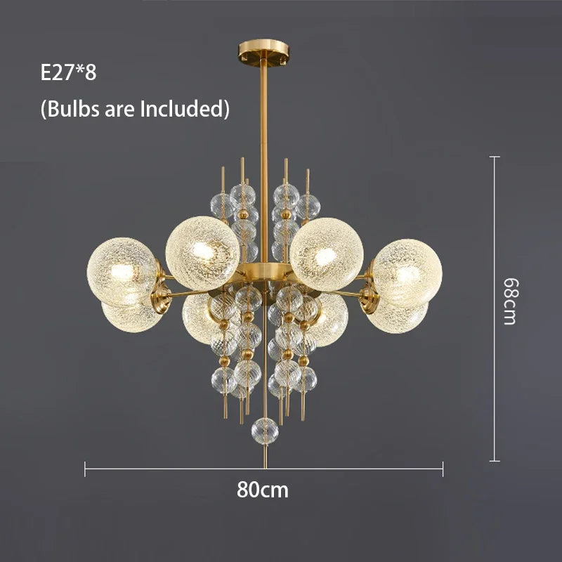 Glass Ball LED Pendant Light: Modern Chandelier for Living Room Kitchen Island