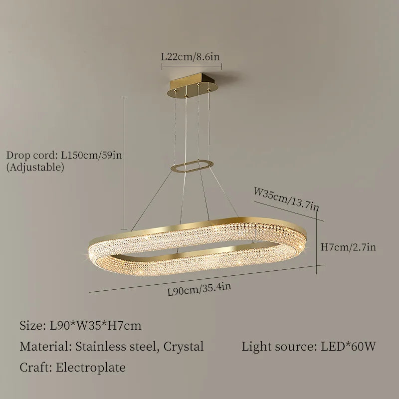 Nordic Crystal LED Ceiling Chandelier for Dining Room Kitchen Living Room