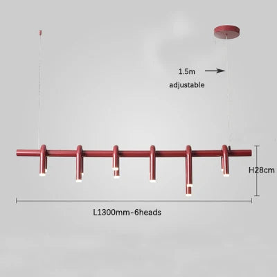 Red U-Shaped Chandelier: Modern Nordic Living Room Bedroom Lighting Fixtures