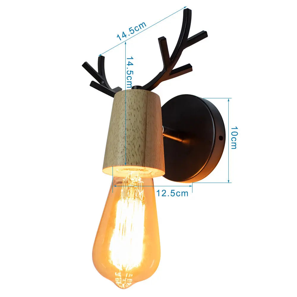 Antlers Vintage Wall Sconce Lights Wood Wall Lamps Fixture Indoor Lighting