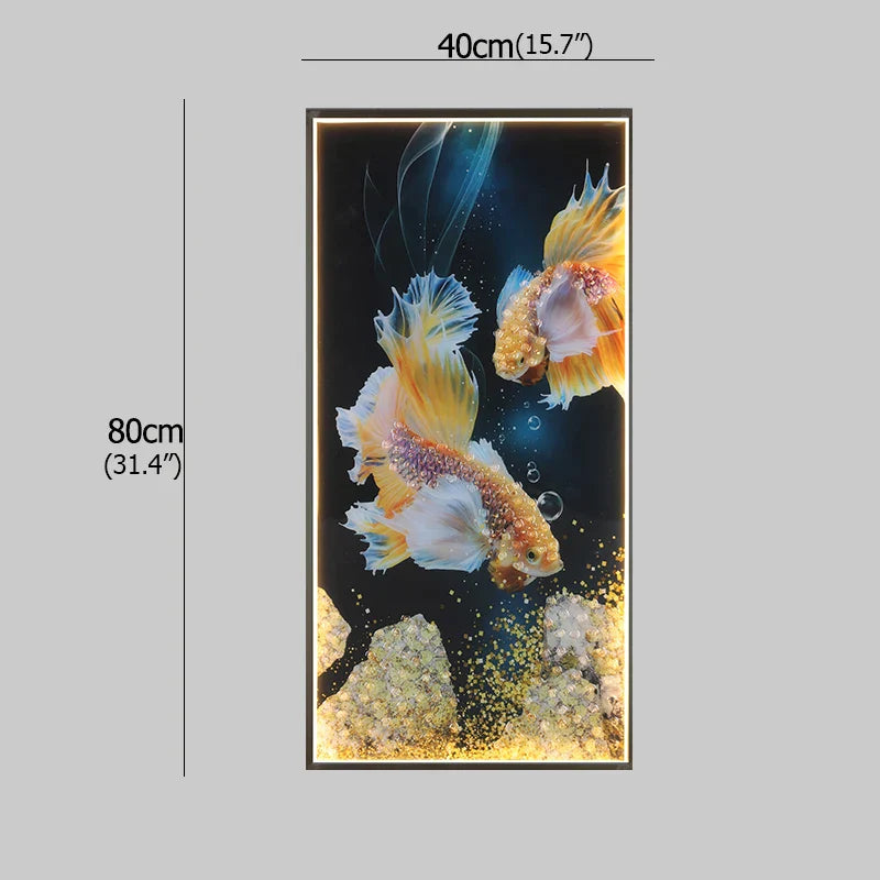 Gold Fish LED Picture Wall Light for Home Decor & Bedroom Aisle