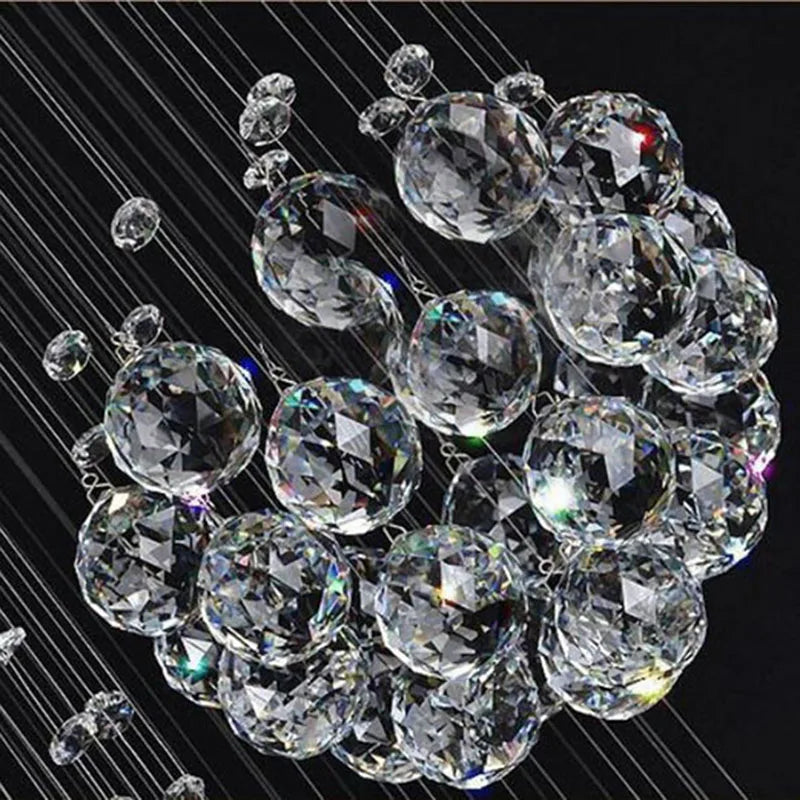 Crystal Ball Chandelier 80x300cm: Modern Design for Stunning Room Decor.