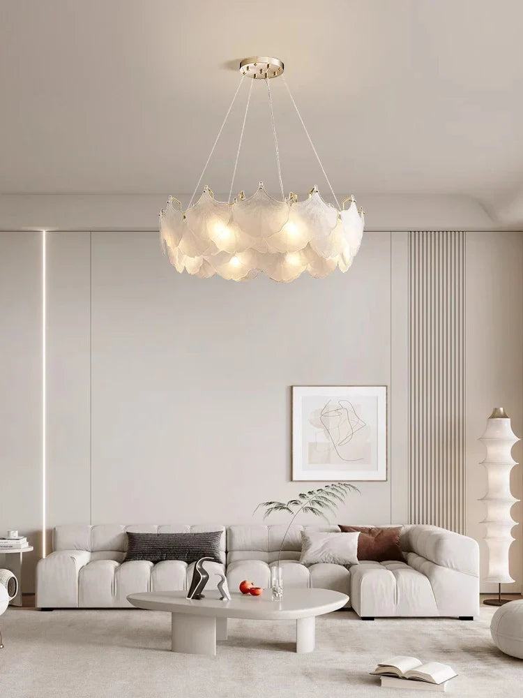 Glass Chandelier LED Circle Pendant Lights for Modern Luxury Living & Dining Decor
