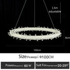 Luxury Crystal LED Chandelier | Dimmable Ring Gloss Ceiling Chandelier for Modern Living Room