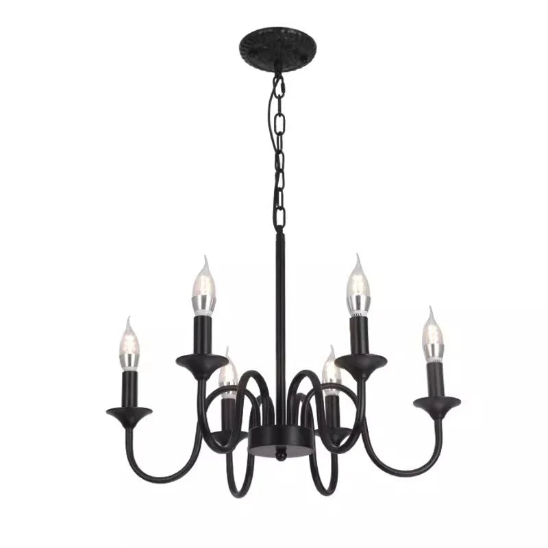 Rustic Iron Candle Chandelier Pendant for Kitchen Living Dining Room Bar Home