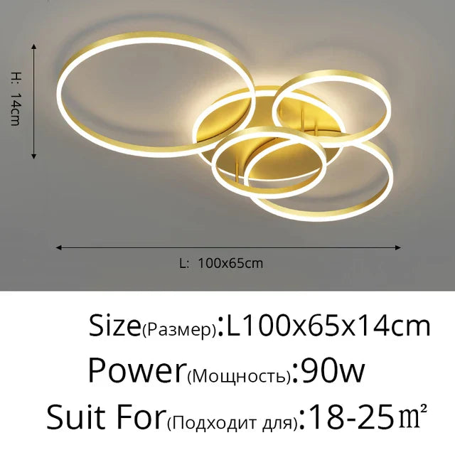 Aluminum Circle LED Chandelier Ceiling Light for Bedroom Living Room Kitchen