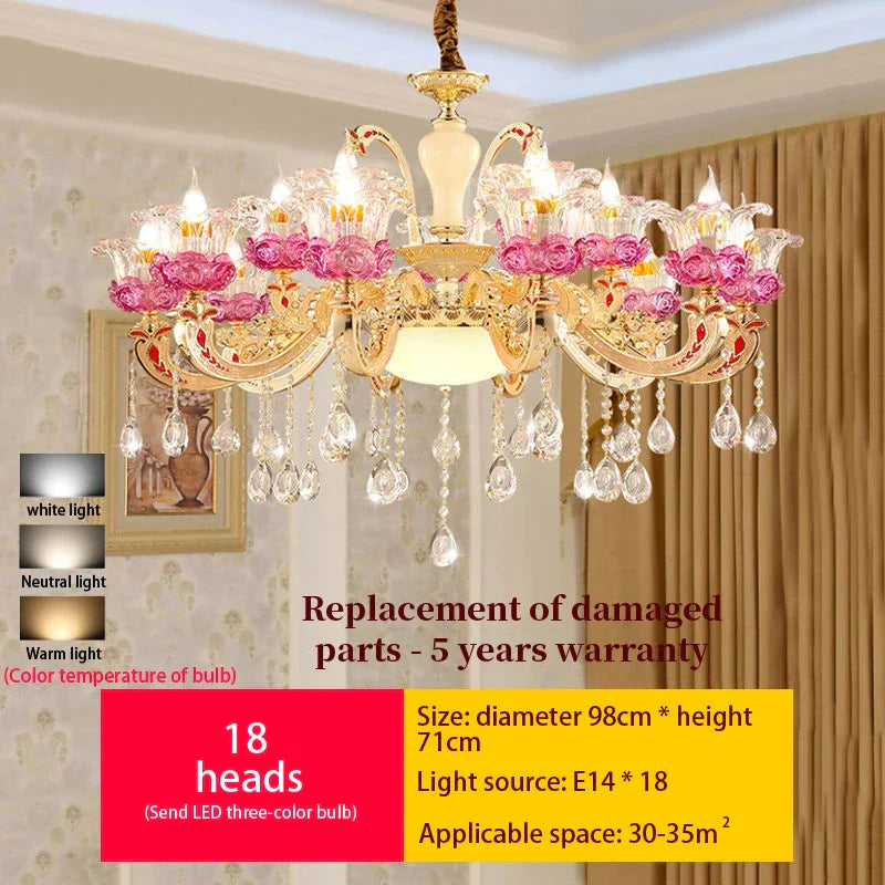 Flower Candle Villa Chandelier for Luxury Living and Dining Rooms