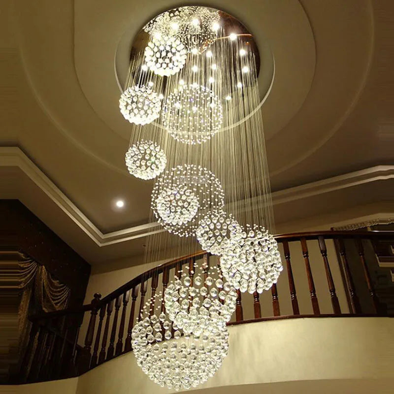 Crystal Ball Chandelier 80x300cm: Modern Design for Stunning Room Decor.