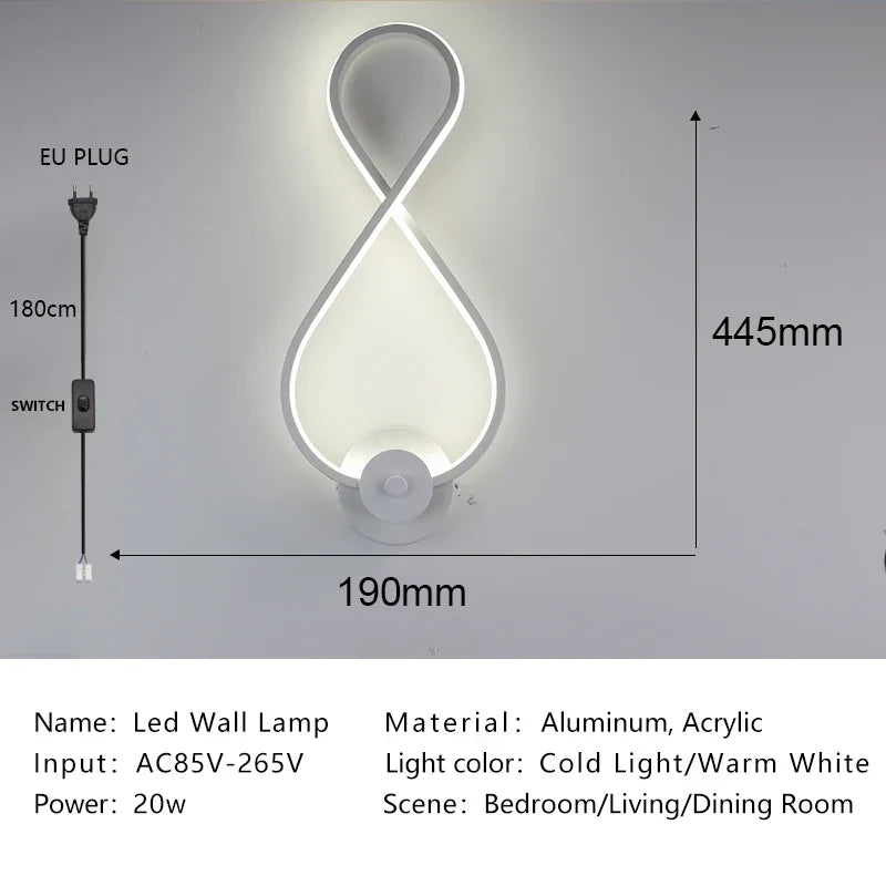Modern Nordic LED Wall Lamp Sconce Light for Bedroom Living Room Aisle