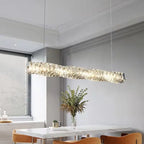 Modern Crystal Pendant Light Dimmable Remote Control Luxury Steel LED Lamp