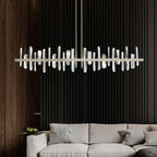 Modern Copper Chandelier Light Luxury Glass Strip Design For Bar and Restaurant