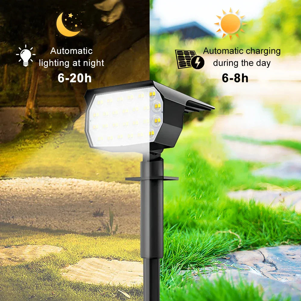 Solar Landscape Light: 50LED Outdoor Waterproof Garden Spotlight with 3 Color Modes