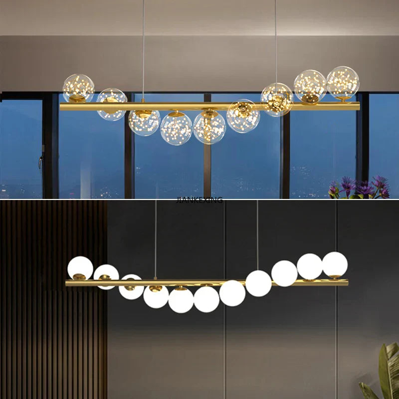 Glass Ball Chandelier for Dining Room Kitchen Office Front Desk