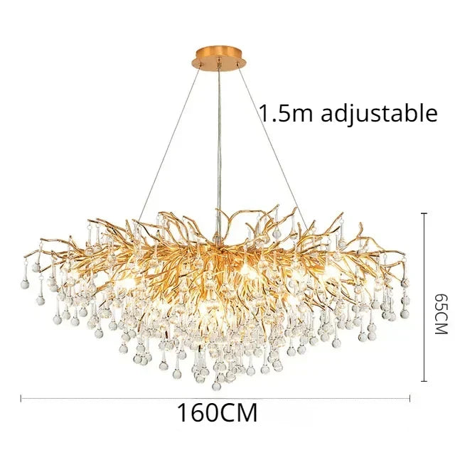 Crystal Dendritic Chandelier: Modern Luxe for Living Room, Dining Room, Bedroom, Hotel Lobby