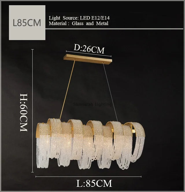 Tassel Crystal Chandelier: High-end LED Lighting for Dining Room & Bedroom